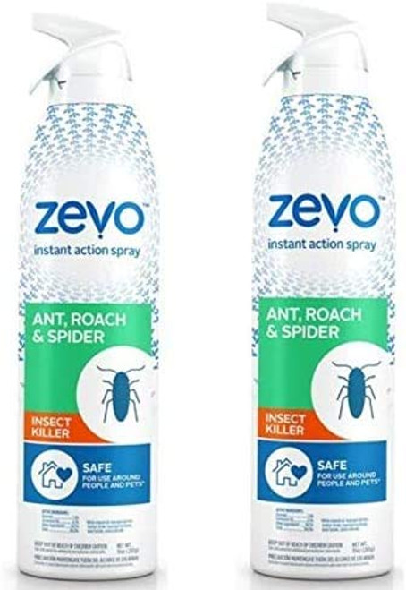 Zevo Roach Killer Ant_ Roach_ Spider Insect Spray _10 oz_ _ Indoor Outdoor Use _ Instant Action _ Pet People Friendly Safe _2 Pack_