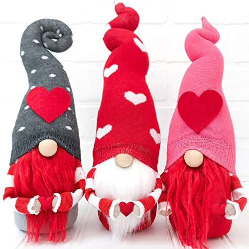 Valentines Day Gnome Plush Elf Decorations _Mr and Mrs Handmake Scandinavian Tomte for Valentine's Day Table Ornament_ Valentine's Present_ 2PCS Valentines Day Dall _G_