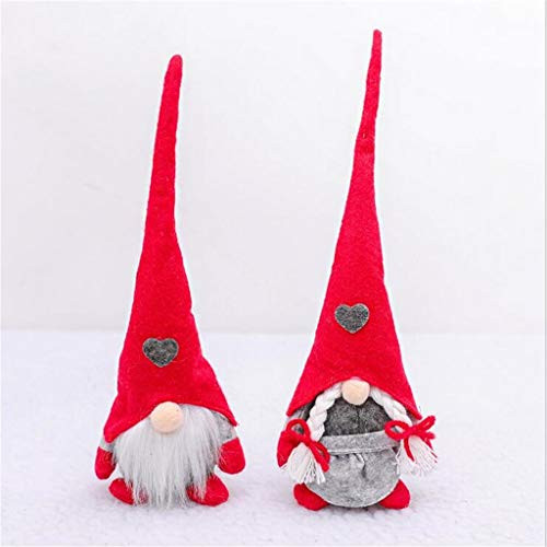 Valentines Day Gnome Plush Elf Decorations _Mr and Mrs Handmake Scandinavian Tomte for Valentine's Day Table Ornament_ Valentine's Present_ 2PCS Valentines Day Dall _J_
