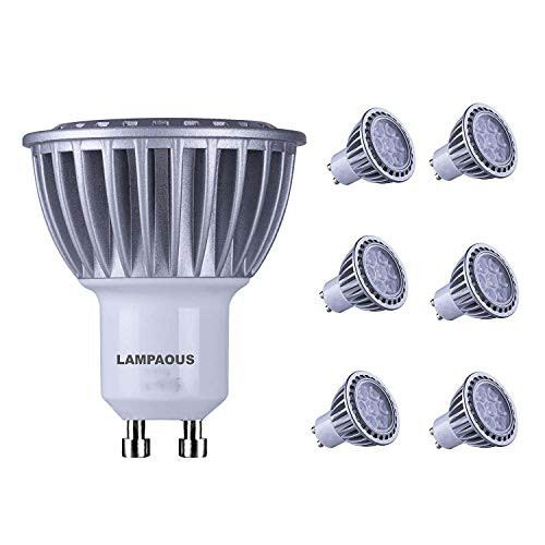 LAMPAOUS GU10 LED Light Bulbs_Indoor LED Bulb_70W Halogen 2 Pin Equivalent_GU10 Base Spot Lights_mr16 Shape Recessed Track Light Bulb_Non_Dimmable_7W_ 560lm_ 3000k Warm White_60  Beam Angle_6pcs