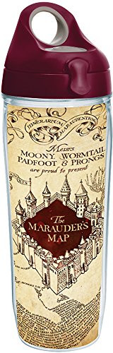 Tervis 1231539 Harry Potter - The Marauder's Map Tumbler with Wrap and Maroon Lid 24oz Water Bottle, Clear