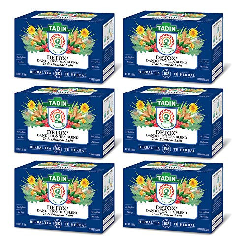 Tadin Herbal Tea Natural Detox with Dandelion Root. Calming_ Soothing and Caffeine Free. 24 Bags. 1.19 Oz _ Pack of 6 Tadin Herbal Tea Natural Detox with Dandelion Root. Calming_ Soothing and Caffeine Free. 24 Bags. 1.19 Oz _ Pack of 6