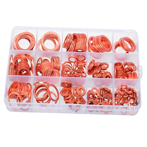 F Fityle Solid Copper Washers Sump Plug Engine Washer Set M5_M20 280pcs A Box