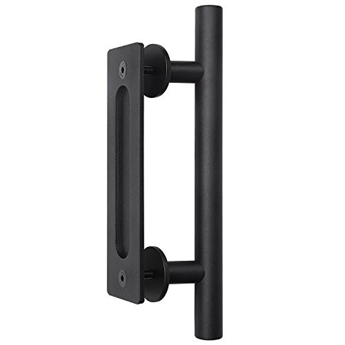 Barn Door Handle Pull Flush Belegance Gate Handle Sliding Barn Door Handle Set Door Handle Barn Door Hardware Handle Black (12") (Black)