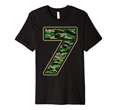Cute Camouflage 7th Birthday Gift _ 7 Years Old Boy Girl Kid Premium T_Shirt