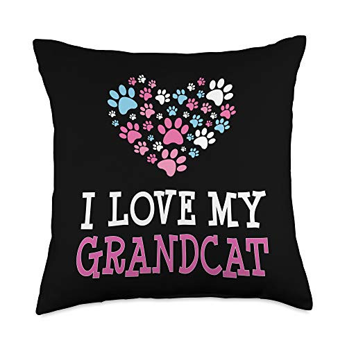 Cat Tees by K Cat Grandma Funny Christmas Gift Throw Pillow_ 18x18_ Multicolor