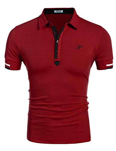 HOTOUCH Men Short Sleeve Polo Shirt Ponceau L