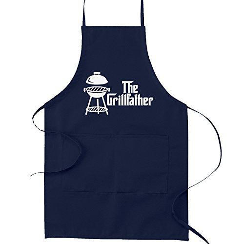 The Grillfather Pun Funny Parody Cooking Baking Kitchen Apron - Navy Blue