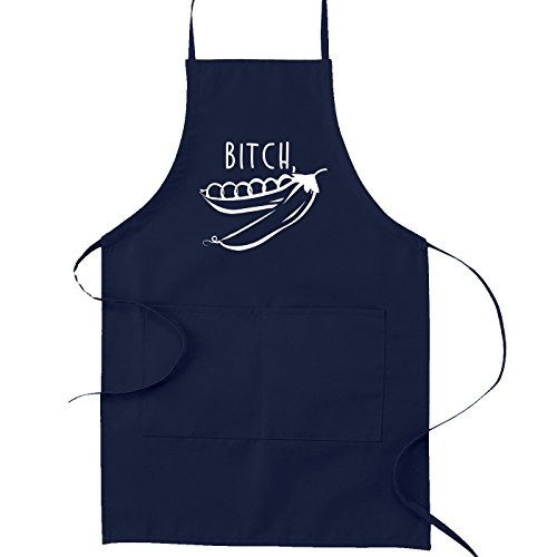 Bitch Peas Pun Funny Parody Cooking Baking Kitchen Apron - Navy Blue