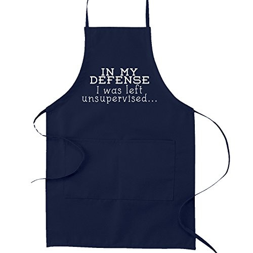 In My Defense I Was Left Unsupervised Funny Parody Cooking Baking Kitchen Apron - Navy Blue