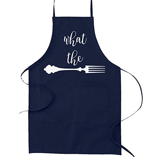 What the Fork Pun Funny Parody Cooking Baking Kitchen Apron - Navy Blue
