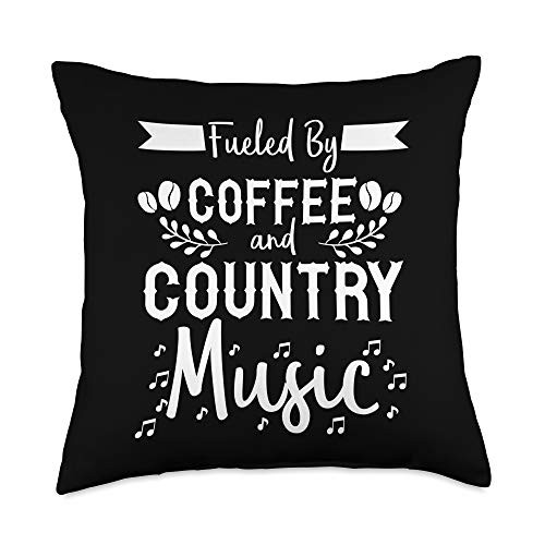 Country Tees by K Country Music Coffee Lover Funny Fan Gift Singer Christmas Throw Pillow_ 18x18_ Multicolor