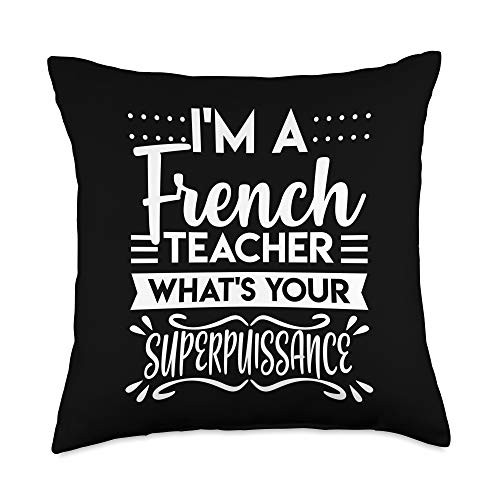 Teacher Tees by K French Teacher Funny End of Year Thank You Gift Throw Pillow_ 18x18_ Multicolor