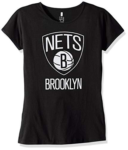 Outerstuff NBA NBA Youth Girls Brooklyn Nets Primary Logo Short Sleeve Dolman Tee_ Black_ Youth Small_7_8_