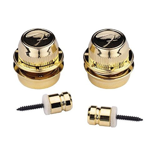 Genuine Fender  F  Logo Guitar Strap Locks _ 1 Set _ Gold