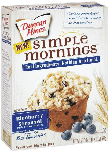 Duncan Hines Simple Mornings Blueberry Streusel Muffin Mix_ 20.5_Ounce Boxes _Pack of 6_