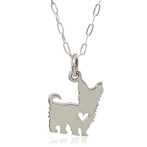 Sterling Silver Love My Yorkie Yorkshire Terrier Heart Flat Charm Necklace_ 18 inch
