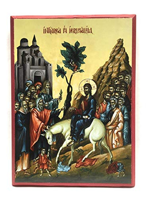 Wooden Byzantine Orthodox Christian Icon Entry of Our Lord Jesus Christ into Jerusalem Palm Sunday 5 inch x 7 inch Wooden Byzantine Orthodox Christian Icon Entry of Our Lord Jesus Christ into Jerusalem Palm Sunday 5 inch x 7 inch