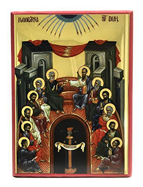 Wooden Byzantine Orthodox Christian Icon Pentecost Descent of Holy Spirit in the Upper Room 5 inch x 7 inch Wooden Byzantine Orthodox Christian Icon Pentecost Descent of Holy Spirit in the Upper Room 5 inch x 7 inch