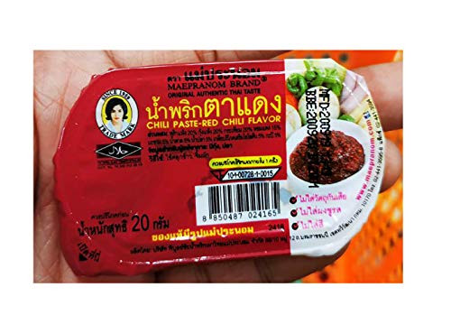 Best Chili Paste Red_chili Flavor _Nam Prik Ta_dang_ Thai Original Spicy Herbal Food Net Wt 20 G._Pack of 7_ Mae_pranom Brand Halal certified    Benjawan Shop