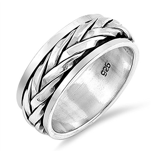 CloseoutWarehouse Sterling Silver Braided Spinner Band Ring Size 7