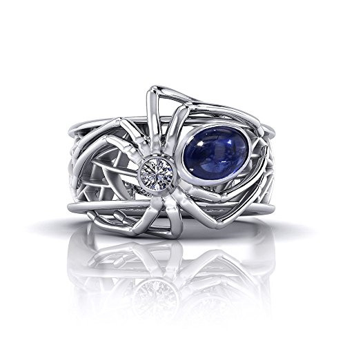 Paweenaso Ransopakul HOT Fashion Men Women 925 Silver Spider White Blue Sapphire Ring Wedding Jewelry _7_