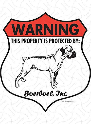 SignsWithAnAttitude Warning! Boerboel _ Property Patrolled Protected Aluminum Beware Dog Sign _ 7 inch  x 8 inch