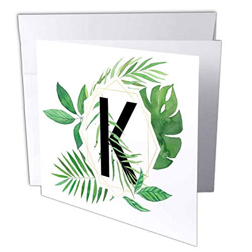 3dRose Anne Marie Baugh _ Monograms _ Chic Image of Watercolor Tropical Leaves Monogram K _ 6 Greeting Cards with envelopes _gc_318119_1_ 3dRose Anne Marie Baugh _ Monograms _ Chic Image of Watercolor Tropical Leaves Monogram K _ 6 Greeting Cards with envelopes _gc_318119_1_