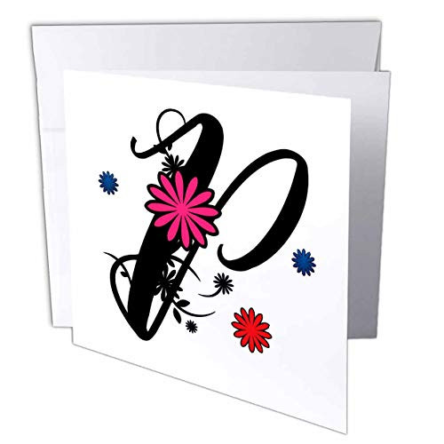 3dRose Monogram Letter P Fancy Swirly Font and Flowers _ Greeting Cards _gc_335090_1_