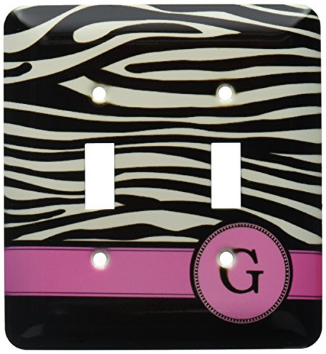 3dRose LLC lsp_154278_2 Letter G Monogrammed Black and White Zebra Stripes Animal Print with Hot Pink Personalized Initial Double Toggle Switch