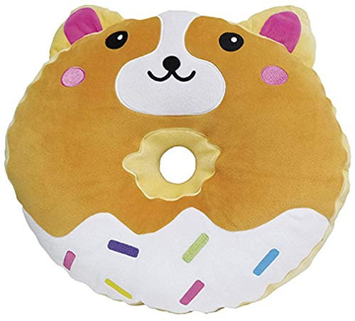 iscream Vanilla Scented Kawaii Corgi Donut Embroidered 9" x 8.5" Mini Fleece Pillow
