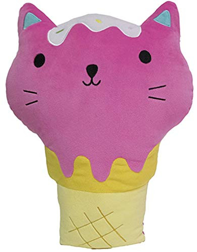 iscream Strawberry Scented Kitty Ice Cream Cone Embroidered 10" Mini Fleece Pillow