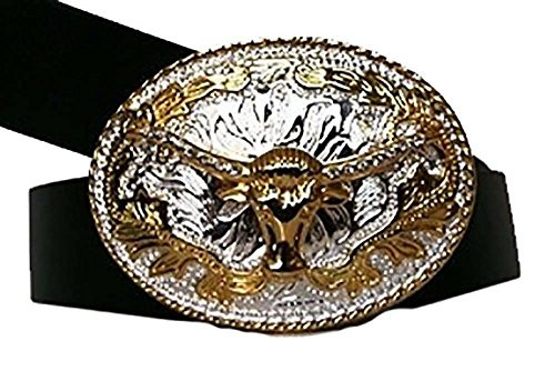 K's Novelties Bull Head Gold Silver State of TexasTX United States Metal Belt Buckle
