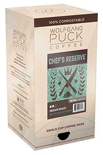 Wolfgang Puck Coffee, Chef's Reserve, Medium Roast, 9.5 Gram Pods, 18-Count (Pack of 3)