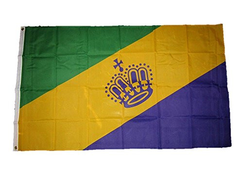 K's Novelties 3x5 Mardi Gras Crown King Queen Flag with Nylon Clips 3'x5' Brass Grommets