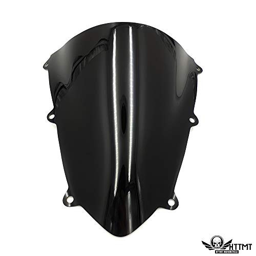 XKH_ Compatible with Honda CBR600RR 2007_2012 Windshield Windscreen Screen DOUBLE BUBBLE _P N  300_033_BK_