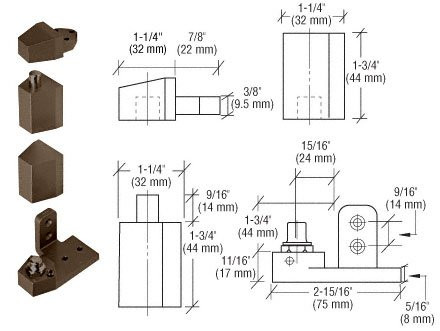 C.R. LAURENCE 0P30RHDU CRL Dark Bronze Right Hand Pivot Set Flush with Frame Face