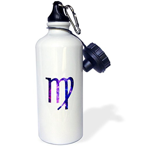 3dRose Virgo Horoscope Symbol-Purple Zodiac Glyph Astrological Star Sign-Sports Water Bottle, 21oz (wb_202183_1), Multicolored