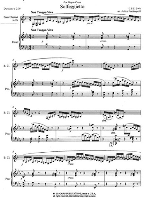 Solfeggietto for Bass Clarinet and Piano By C.P.E. Bach Solfeggietto for Bass Clarinet and Piano By C.P.E. Bach