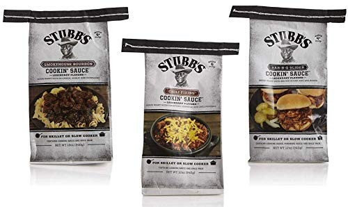 Stubb's Cookin' Sauce Variety Pack_ Gluten Free_ Skillet or Slow_Cooker _Chili Fixins_ Smokehouse Bourbon and BAR_B_Q Slider_ 12oz_ Pack of 3_ Stubb's Cookin' Sauce Variety Pack_ Gluten Free_ Skillet or Slow_Cooker _Chili Fixins_ Smokehouse Bourbon and BAR_B_Q Slider_ 12oz_ Pack of 3_