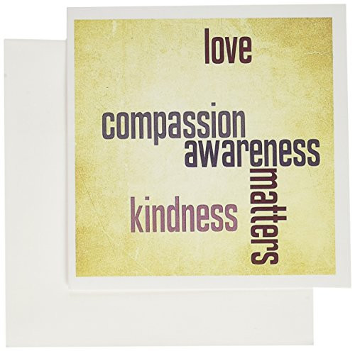 3dRose Vintage Paper Love and Kindness Matters- Inspirational Quotes - Greeting Cards, 6 x 6 inches, set of 12 (gc_33725_2)