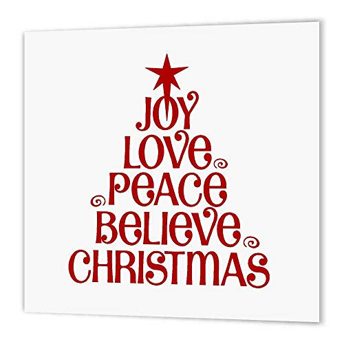 3dRose ht_163803_2 Joy Love Peace Believe Christmas Iron on Heat Transfer, 6 by 6-Inch, for White Material