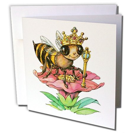3dRose Bee The Queen - Greeting Cards, 6 x 6 inches, set of 12 (gc_3306_2)