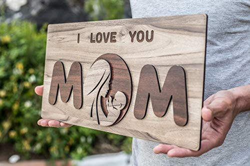 Gift idea for Mom 3D eye_catching Design Handmade Mother from Daughter Son I love you sentimental wall sign