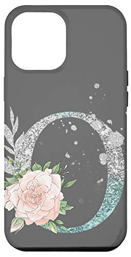 iPhone 12 Pro Max First Name Initial O Monogram Blue Rose Gray Background Case