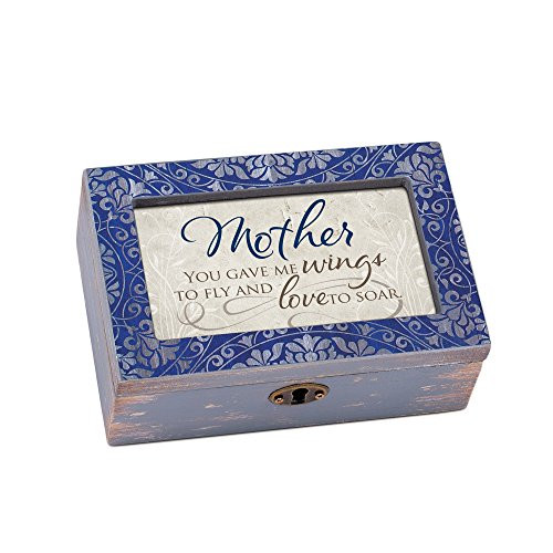 Cottage Garden Mother Love To Soar Denim Decoupage Petite Music Box Plays Wind Beneath My Wings