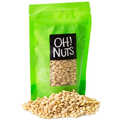 Oh! Nuts Pine Nuts _Pignolias_ _ 1lb _16oz_ Bag of Bulk Fresh Raw Pine Nuts for Baking_ Snacking_ Salads  and  Pesto _ Keto_Friendly_ Vegan_ Sugar_Free  and  Kosher Healthy Nuts _ Pignoli Packed with Protein