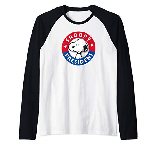 PEanuts Snoopy for president Raglan Baseball Tee