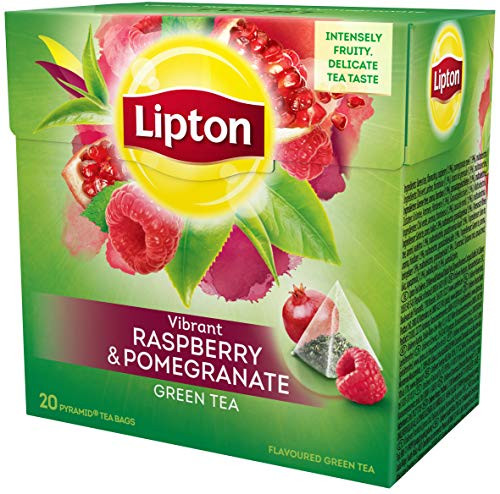 Lipton Green Tea _ Raspberry Pomegranate _ Premium Pyramid Tea Bags _20 Count Box_ _PACK OF 3_