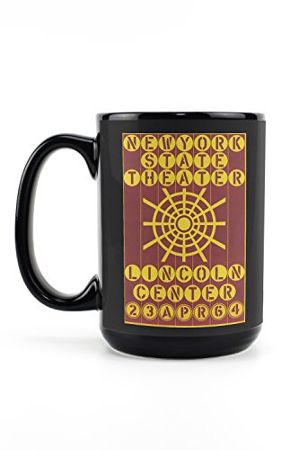 New York State Theater _ Lincoln Center Vintage Poster _Artist  Indiana_ USA c. 1964 _15oz Black Ceramic Mug _ Dishwasher and Microwave Safe_